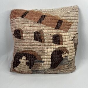 Vintage Raquel's Collection 100% Wool Hand Woven Pillow 14X14 Peruvian Folk Art